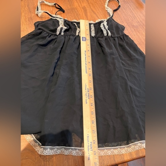 Rare Vintage Victoria’s Secret Sheer Mesh Lace Trim Babydoll Black and White, M - Picture 8 of 9